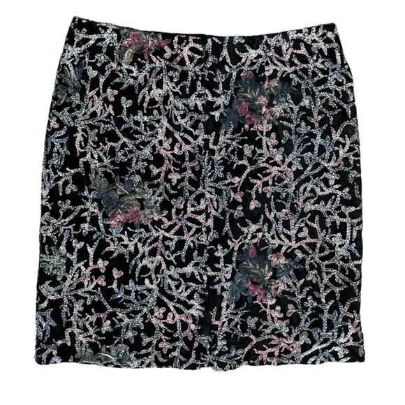 Tahari by ASL Sequin Embroidered Skirt on Velvet (Black/Blue/Pink) - Picture 6 of 8